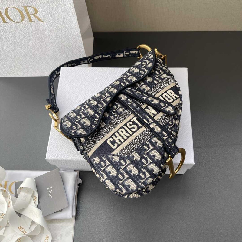 D*or saddle bag with strap D*or oblique jacquard blue