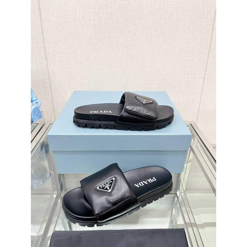 Pra*a soft padded nappa leather slides black