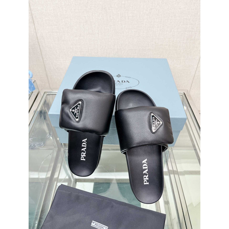 Pra*a soft padded nappa leather slides black