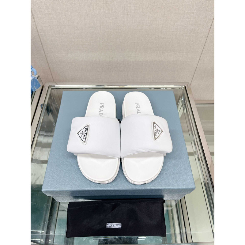 Pra*a soft padded nappa leather slides white