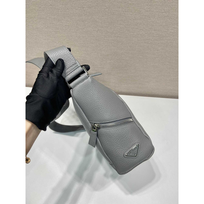 Pra*a leather bag with shoulder strap gray