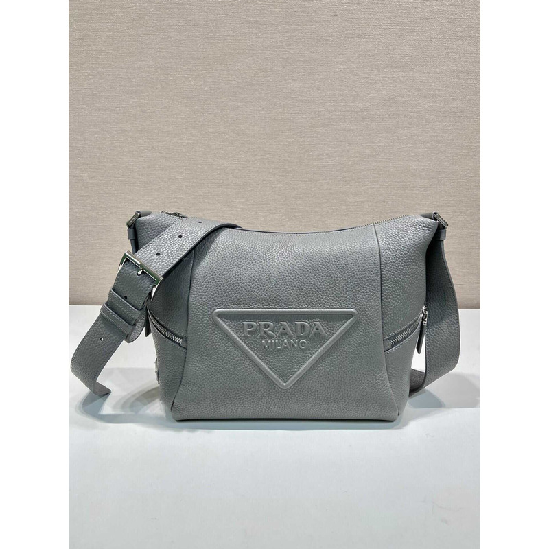 Pra*a leather bag with shoulder strap gray