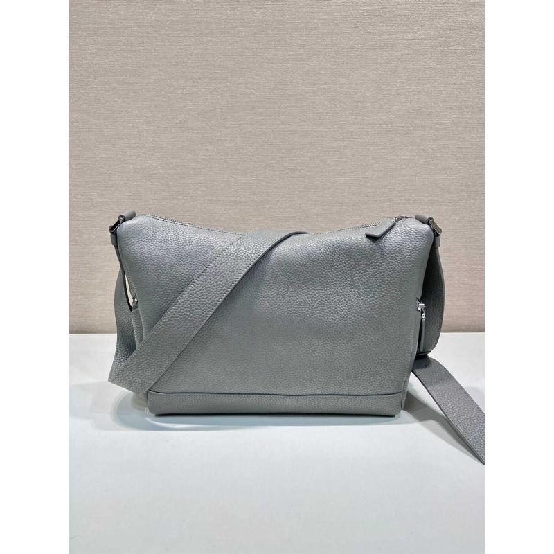 Pra*a leather bag with shoulder strap gray