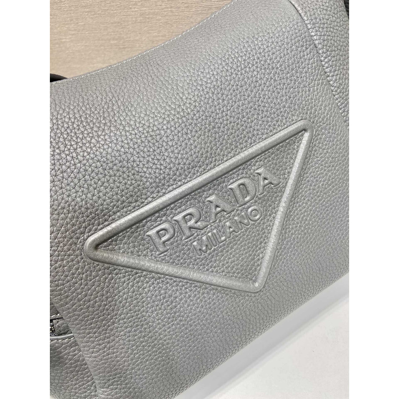 Pra*a leather bag with shoulder strap gray