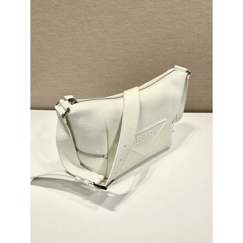 Pra*a leather bag with shoulder strap white