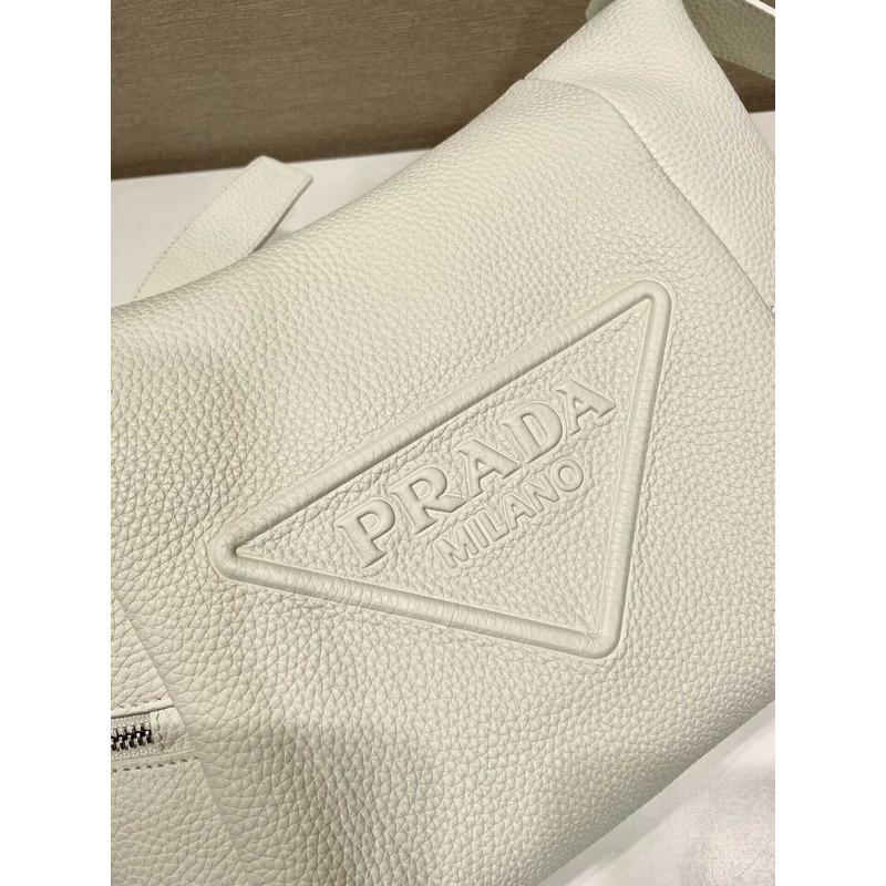 Pra*a leather bag with shoulder strap white