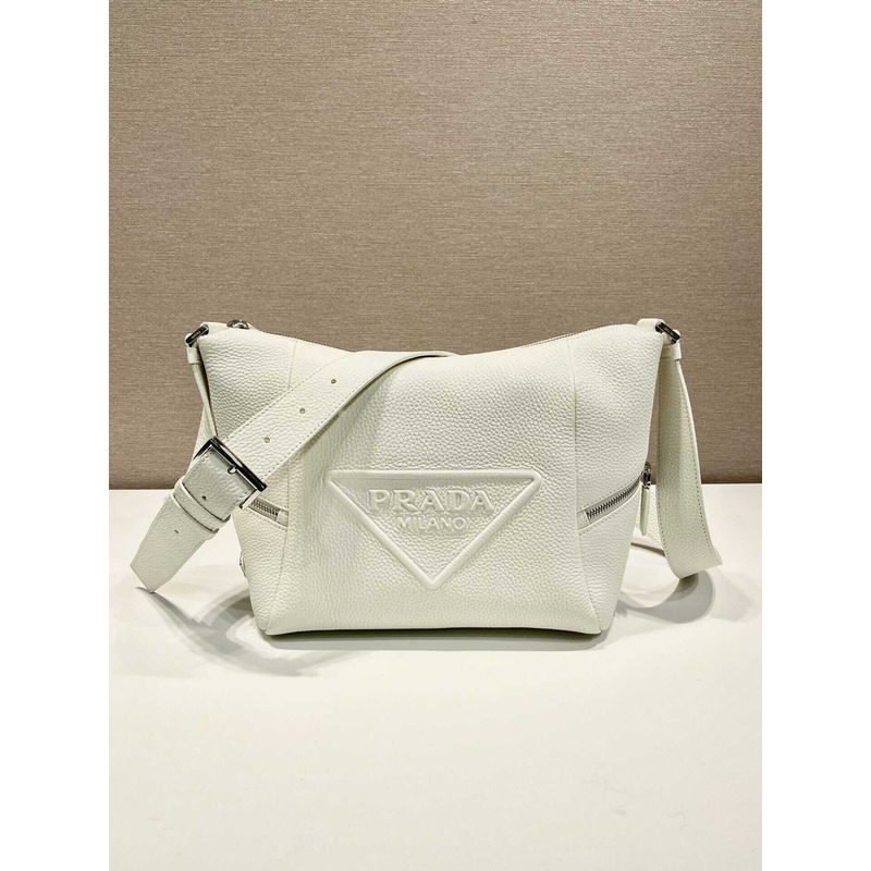 Pra*a leather bag with shoulder strap white