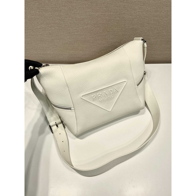 Pra*a leather bag with shoulder strap white