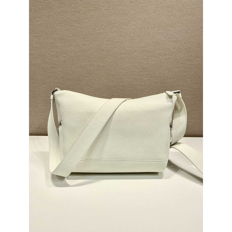 Pra*a leather bag with shoulder strap white