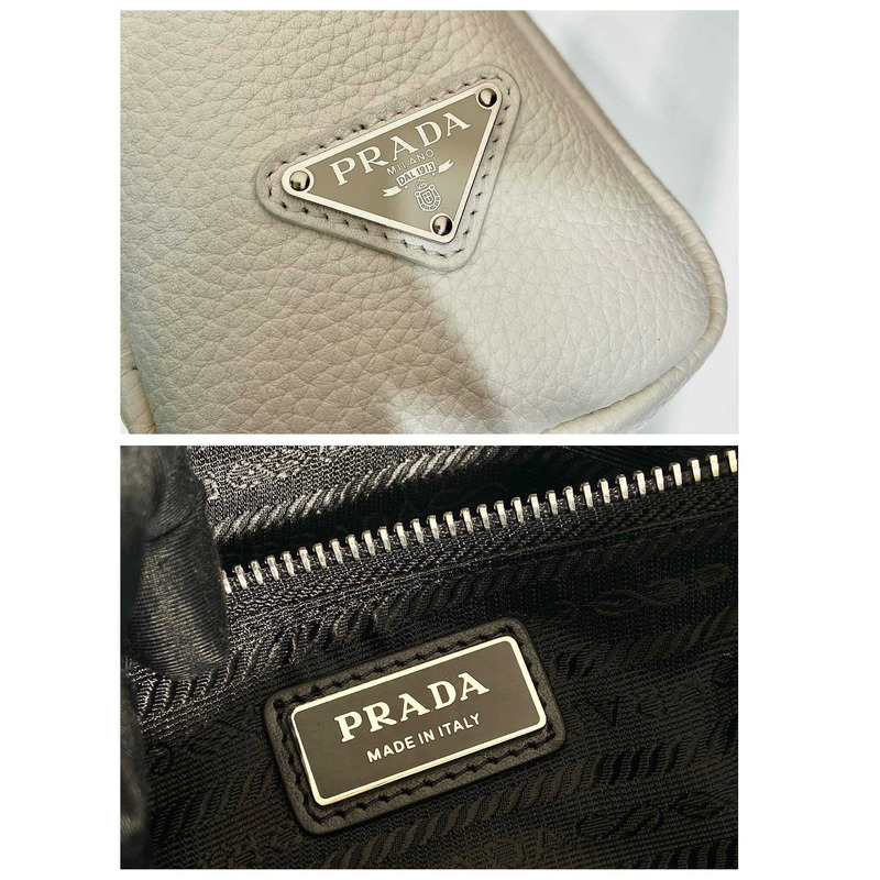 Pra*a leather bag with shoulder strap white