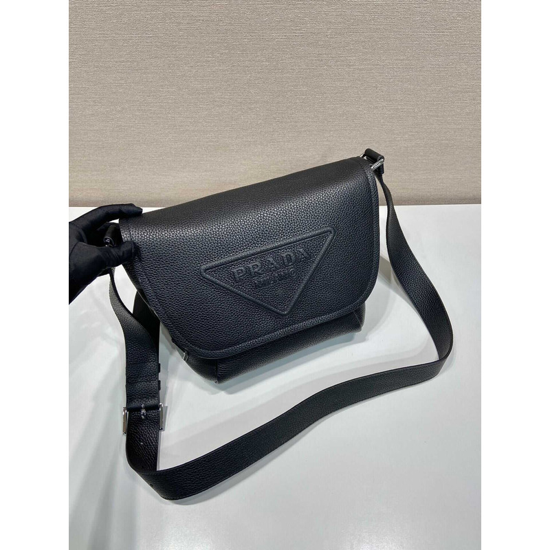 Pra*a leather bag with shoulder strap black