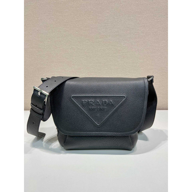 Pra*a leather bag with shoulder strap black