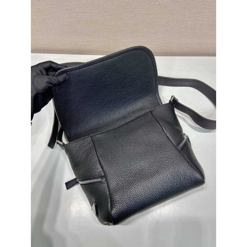 Pra*a leather bag with shoulder strap black