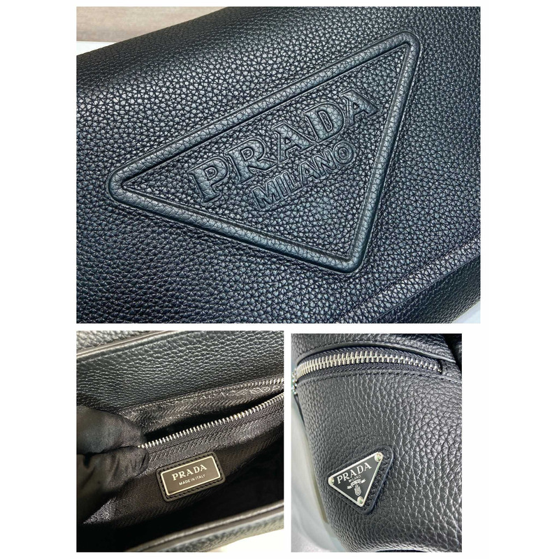 Pra*a leather bag with shoulder strap black