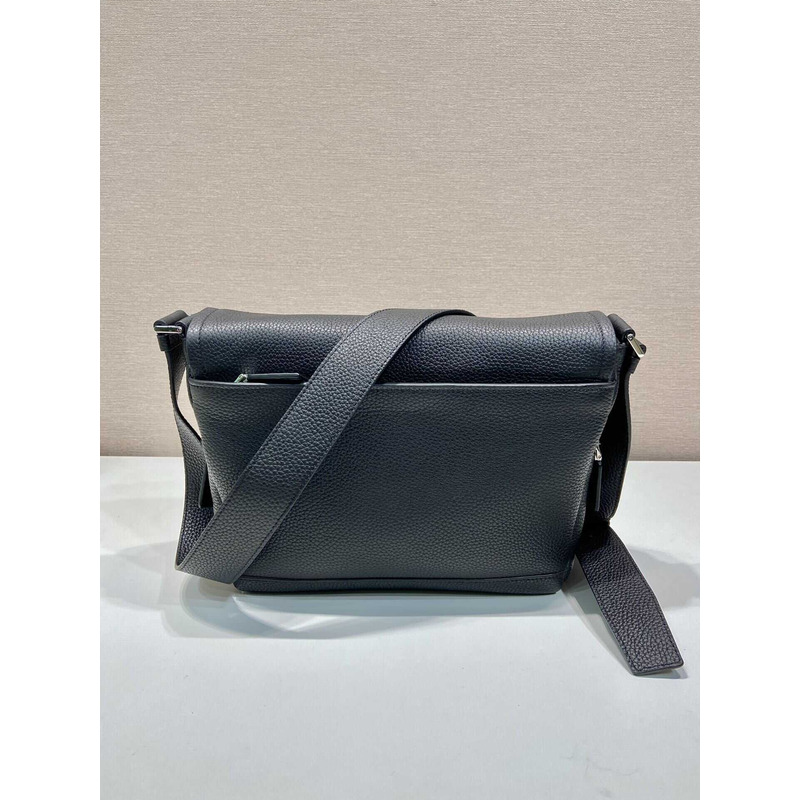 Pra*a leather bag with shoulder strap black