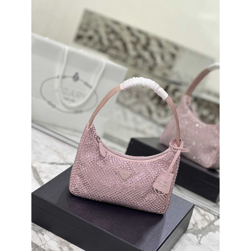 Pra*a bag pink satin crystal mini bag