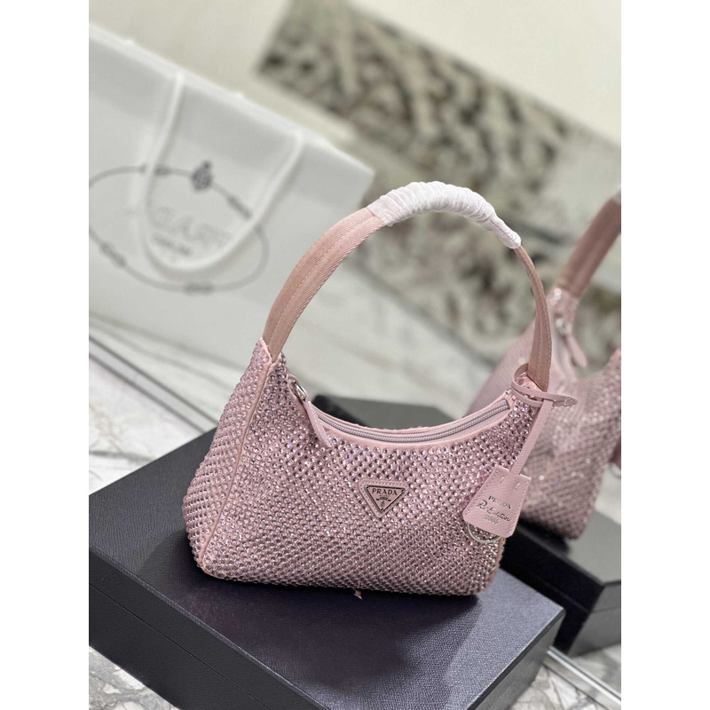 Pra*a bag pink satin crystal mini bag