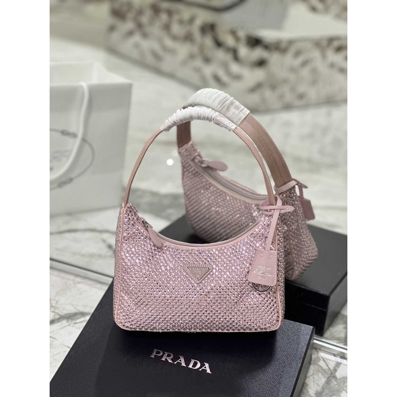 Pra*a bag pink satin crystal mini bag