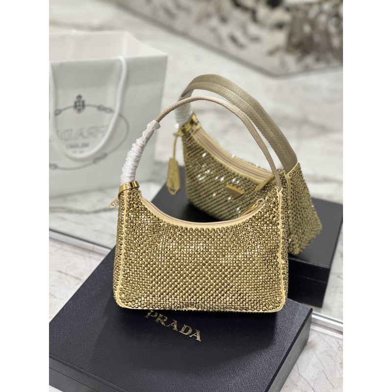 Pra*a bag gold satin crystal mini bag