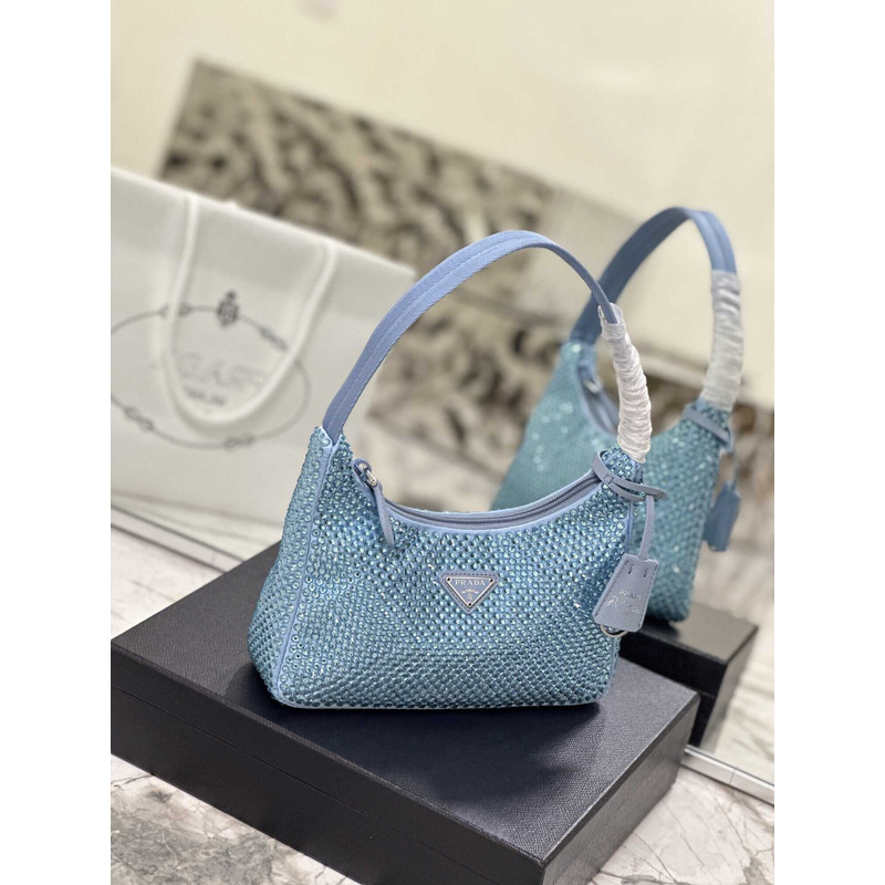 Pra*a bag blue satin crystal mini bag