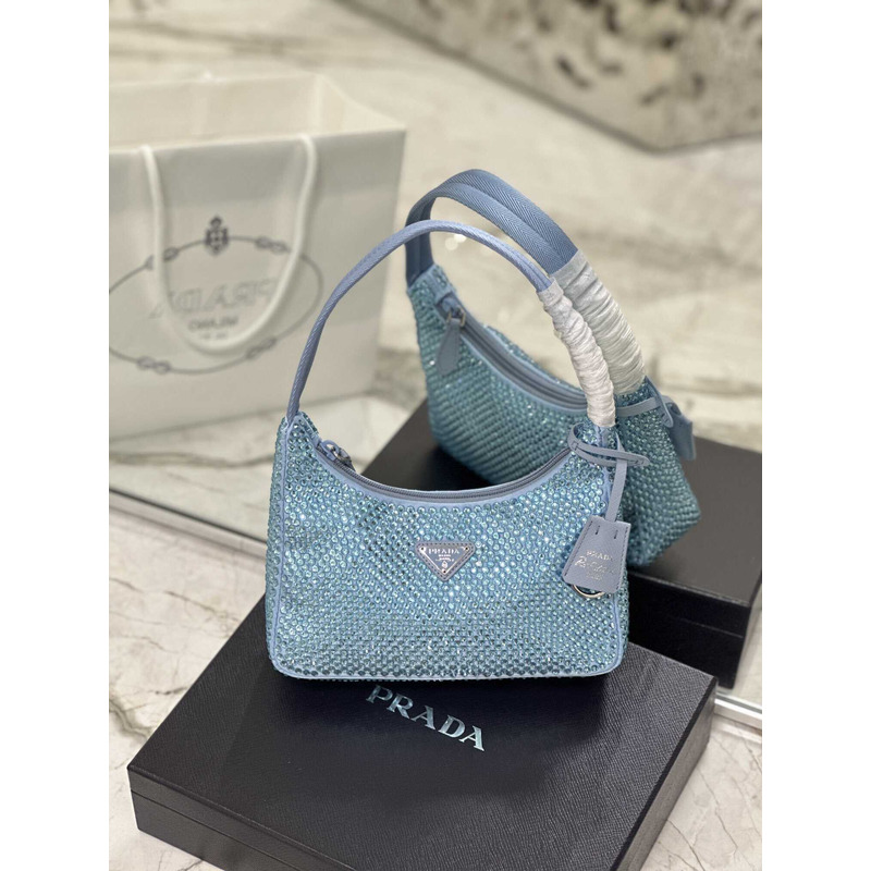 Pra*a bag blue satin crystal mini bag