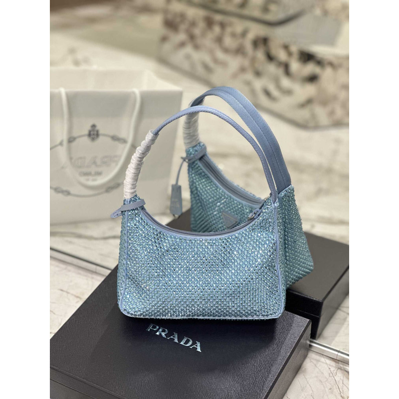 Pra*a bag blue satin crystal mini bag