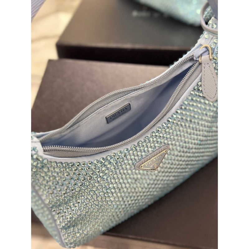 Pra*a bag blue satin crystal mini bag