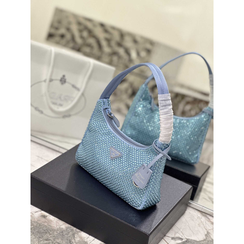 Pra*a bag blue satin crystal mini bag