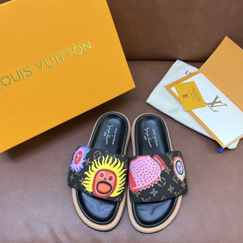 l**is V*t*n yayoi kusama sun series slippers black