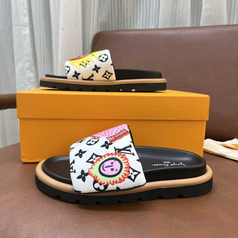 l**is V*t*n yayoi kusama sun series slippers white