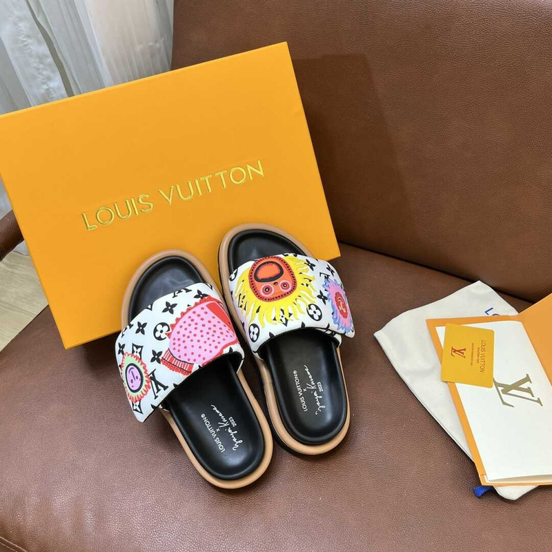 l**is V*t*n yayoi kusama sun series slippers white