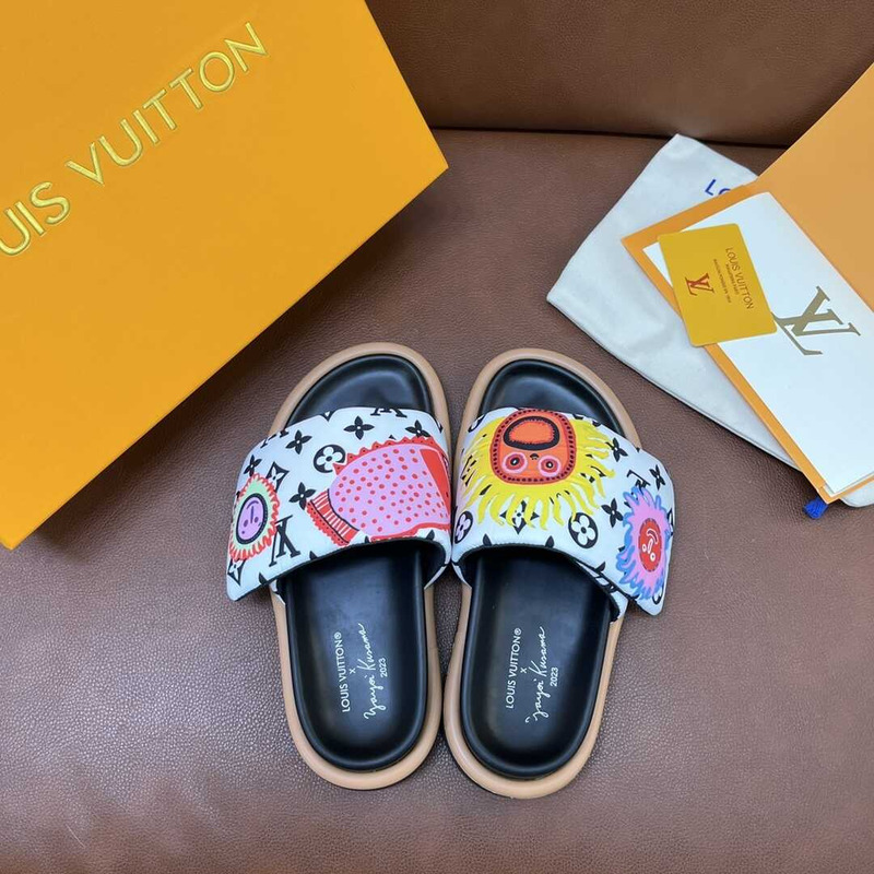 l**is V*t*n yayoi kusama sun series slippers white