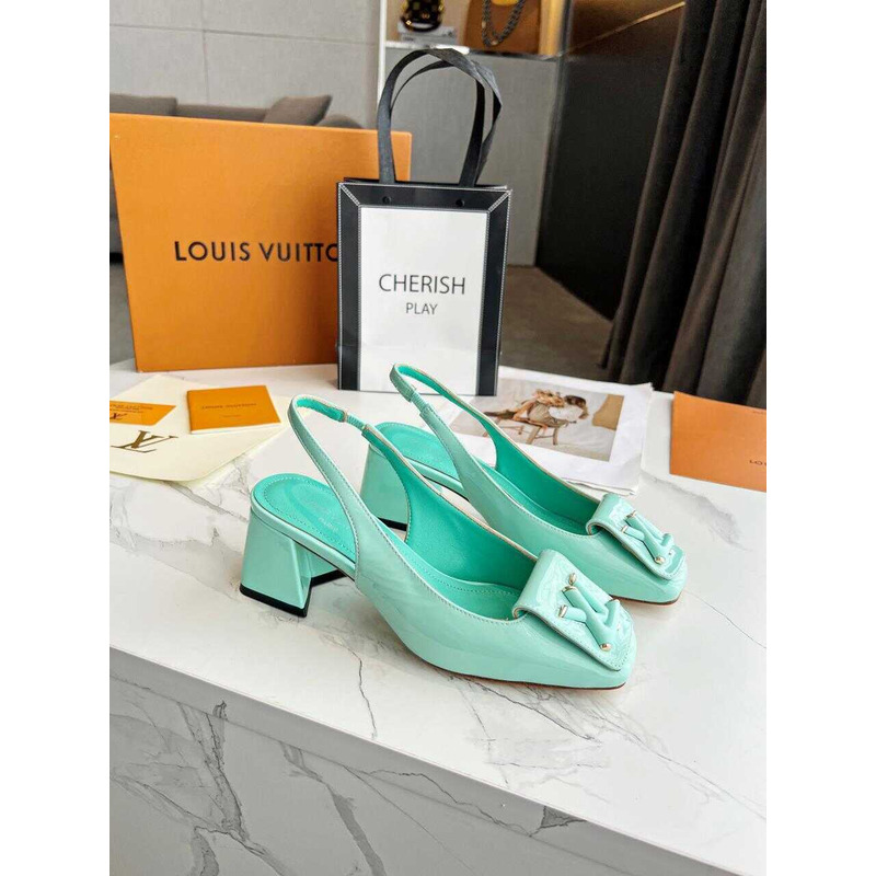 l**is V*t*n | casual style leather block heels party style office style green