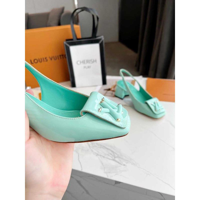 l**is V*t*n | casual style leather block heels party style office style green