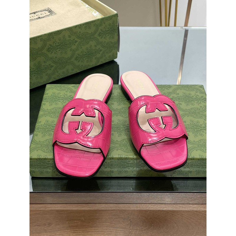 G*u*i interlocking g cut-out sandals pink