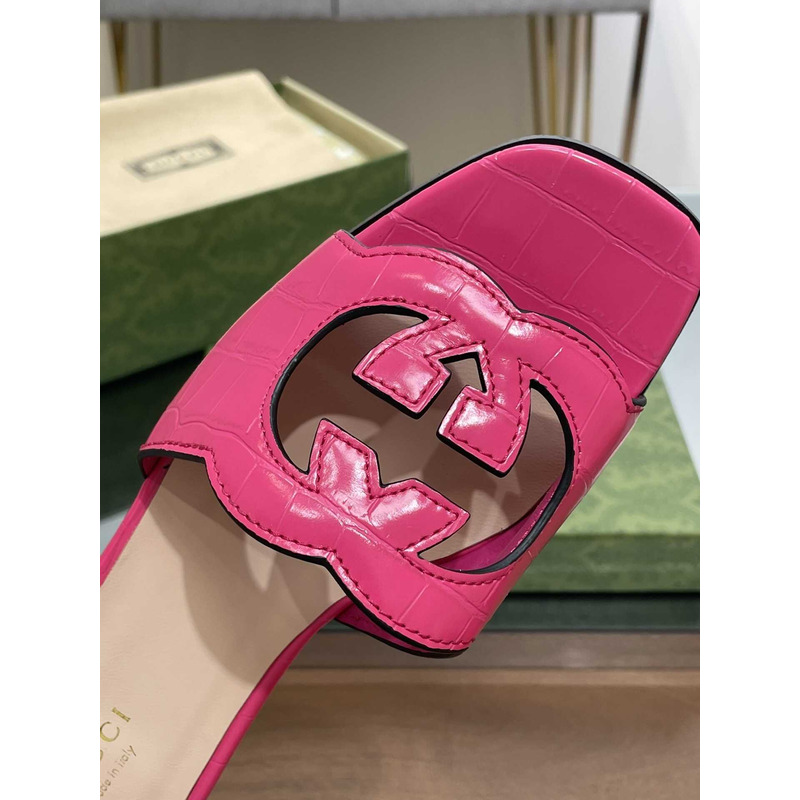 G*u*i interlocking g cut-out sandals pink