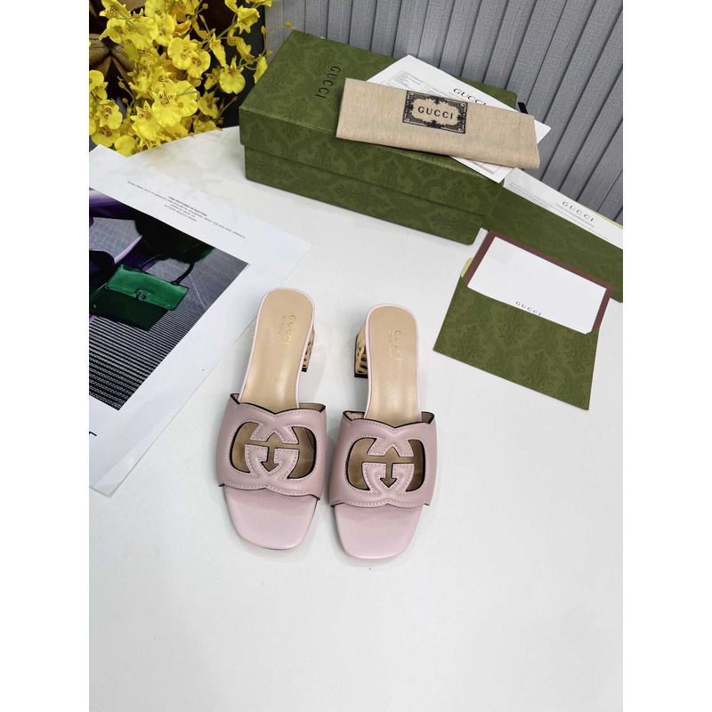 G*u*i interlocking g cut-out sandals nude pink