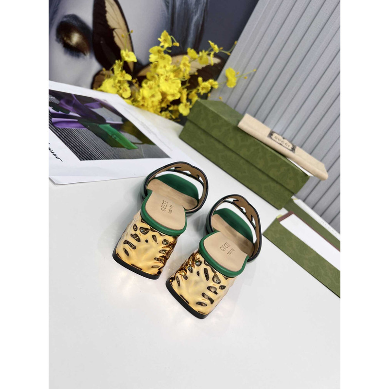 G*u*i interlocking g cut-out sandals green