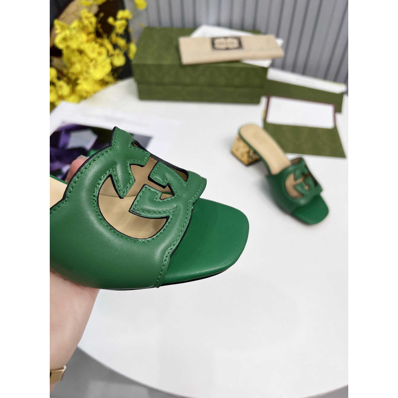 G*u*i interlocking g cut-out sandals green