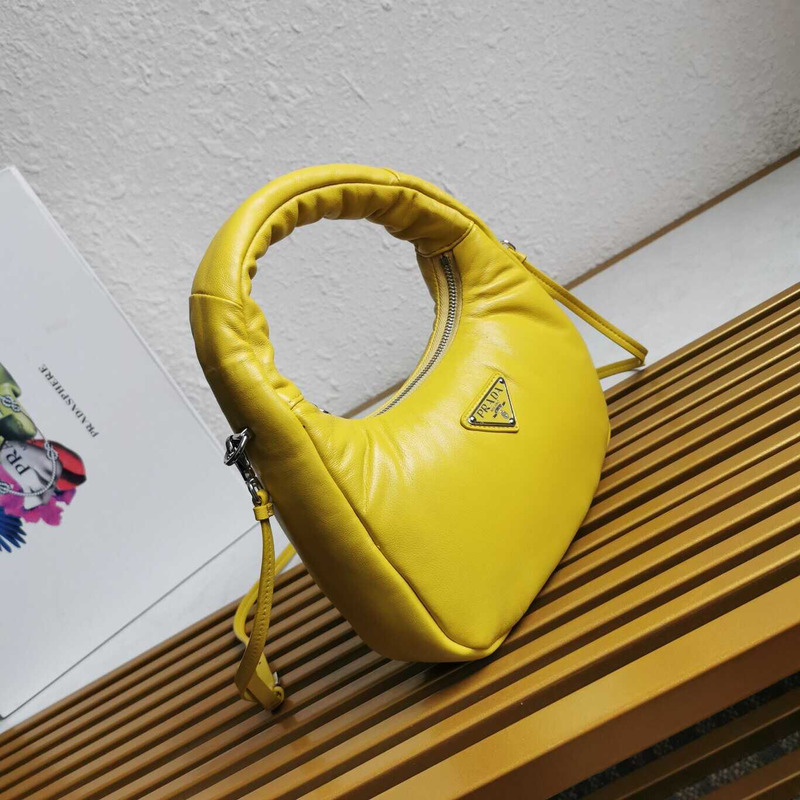 Pra*a soft padded nappa-leather mini bag yellow