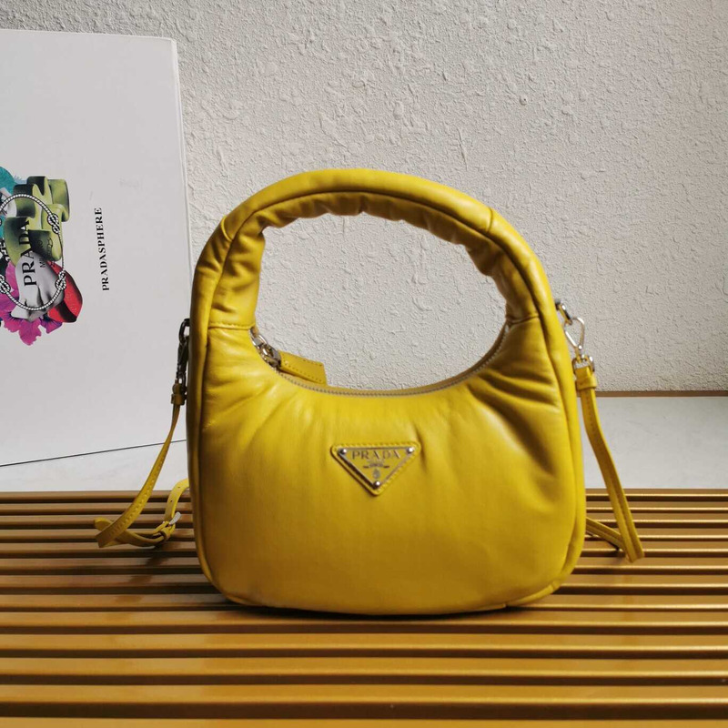 Pra*a soft padded nappa-leather mini bag yellow