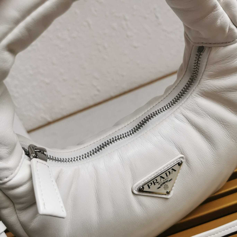 Pra*a soft padded nappa-leather mini bag white