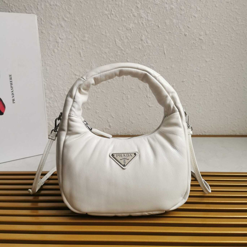 Pra*a soft padded nappa-leather mini bag white