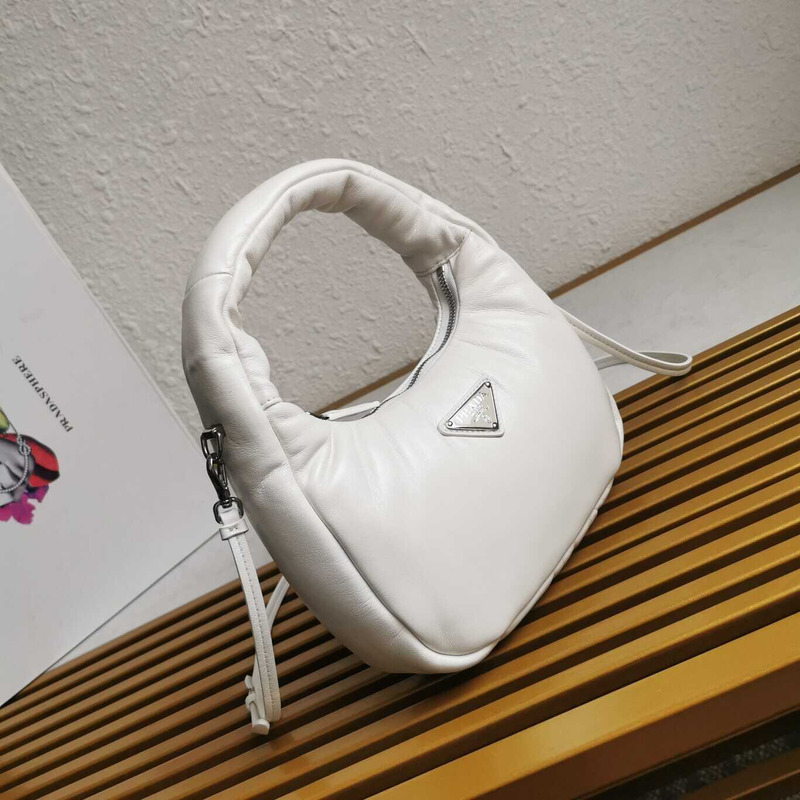 Pra*a soft padded nappa-leather mini bag white