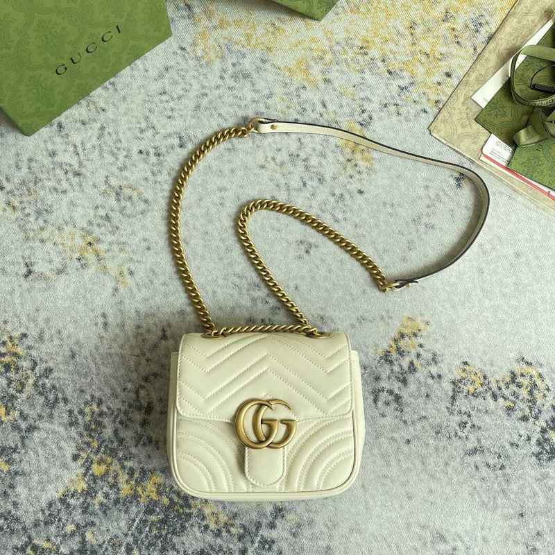 G*u*i gg marmont mini shoulder bag matelasse chevron white