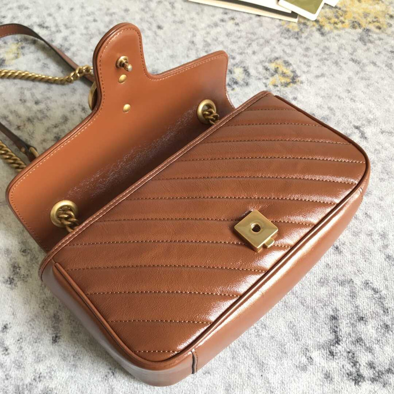 GG Marmont Small Shoulder Bag Brown