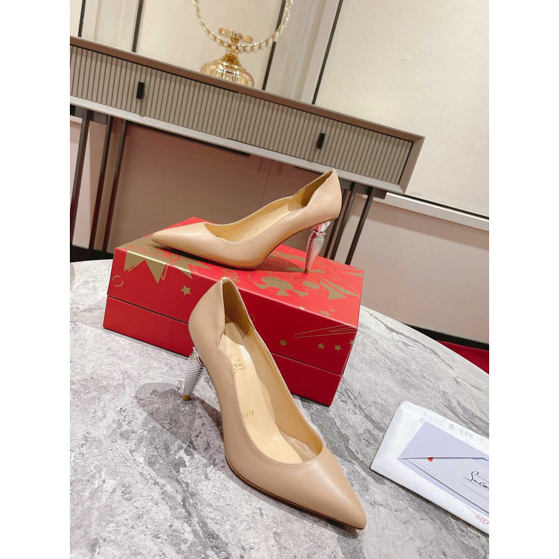 Ch**an louboutin hot chick patent leather pumps 100 nude