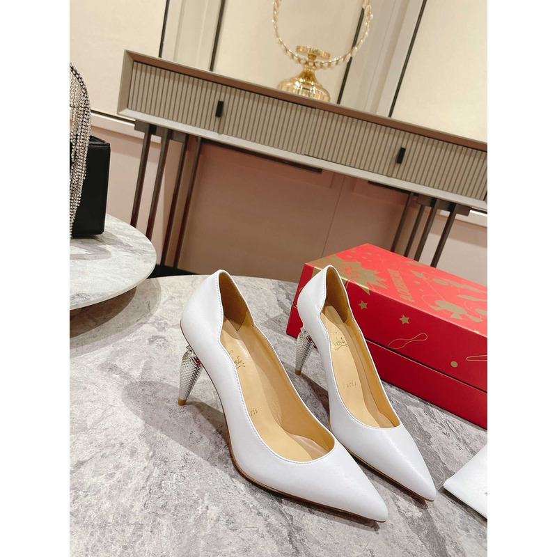 Ch**an louboutin hot chick patent leather pumps 100 white