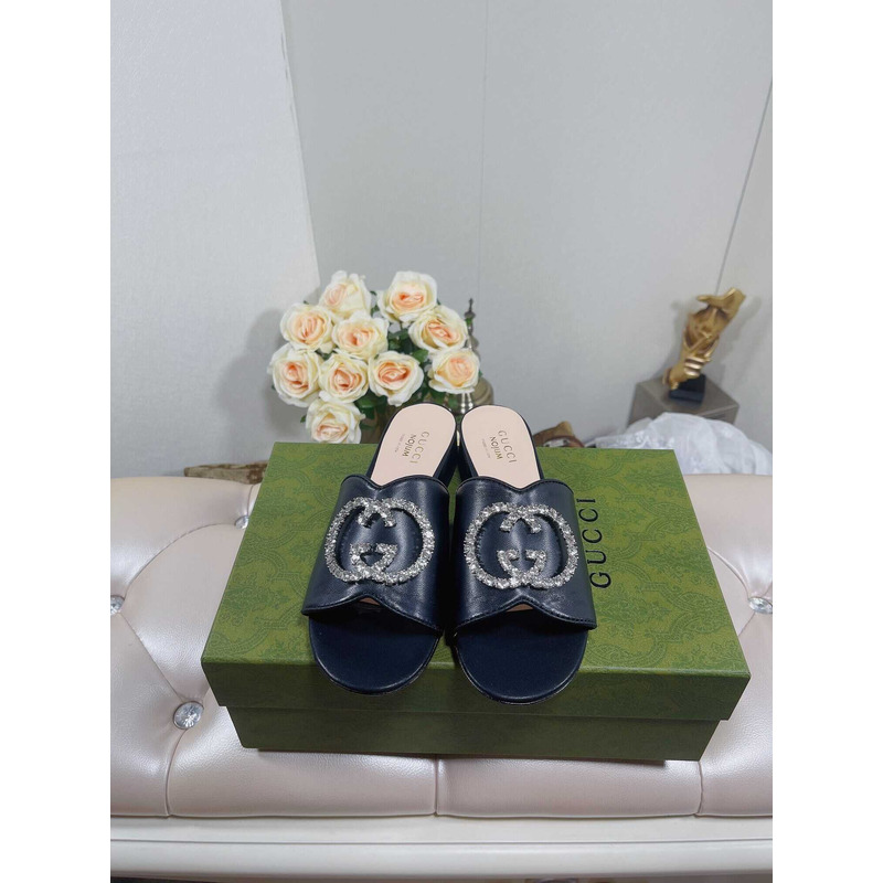 G*u*i bruce 35mm crystal logo sandals blue