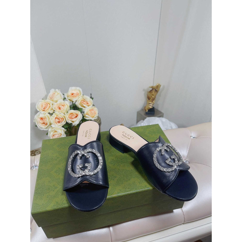 G*u*i bruce 35mm crystal logo sandals blue